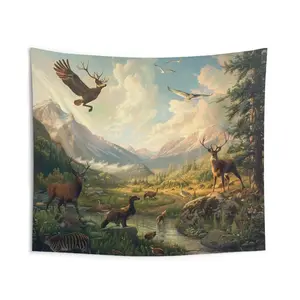Zoo in the Wild: A Tapestry of Biodiversity - Indoor Wall Tapestries - Made in USA
