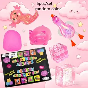 6pcs/set Slow Rebound Stress Relief Sensory Toy Blind Box Set, Compact and Elegant Soft Pressure Release Party Gift