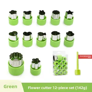 12pcs Stainless Steel Vegetable Cutter Shapes Set, 304 Stainless Steel Cookie Cutters, Fruit Stamps Molds, Chocolate Cutters, Cake Decorations
