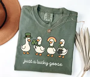 Comfort Colors St Patrick's Day Shirt, Irish Gift, Cute St Patrick's Tshirt, Funny St Patrick Goose Tee, Holiday Goose Top, Festive Apparel