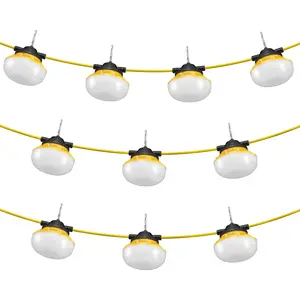 【DealsForYouDays】VEVOR 100FT Construction String Lights, 100W 10000LM, 10PCs String Work Light, 5000K, IP65 Waterproof, with Hanging Hooks, for Construction Site, Temporary Lighting Indoor & Outdoor, ETL Listed