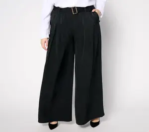 Studio Park x Shawn Killinger Tall Pleated Wide Leg Pant with Self Belt
