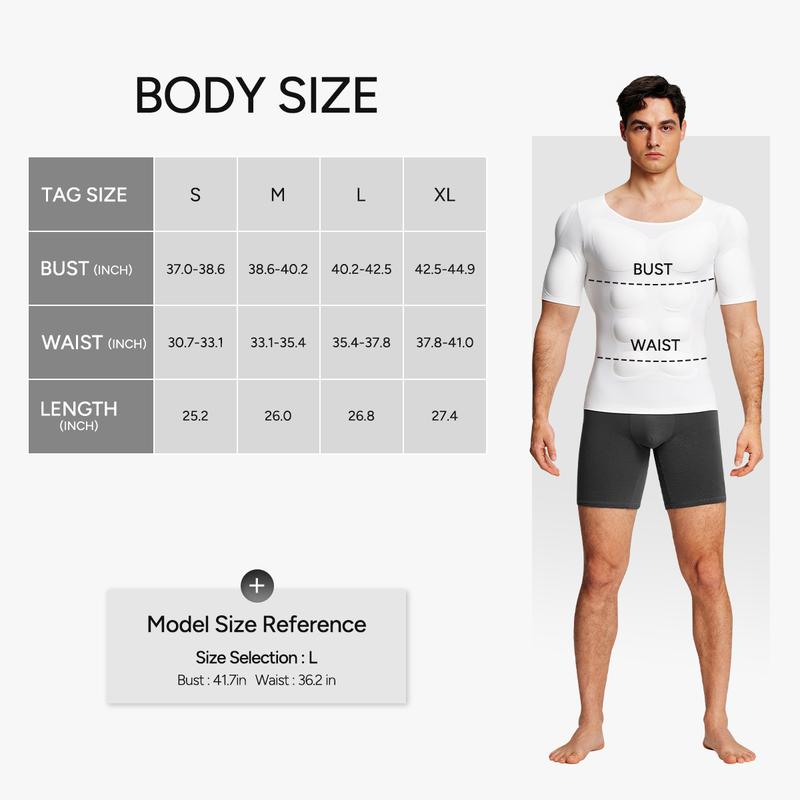【Nebility】 Men’s Invisible Seamless Muscle-Enhancing T-Shirt with Removable Muscle Pads and Light Compression Function, Suitable for Everyday Wear, Cosplay, and Special Occasions