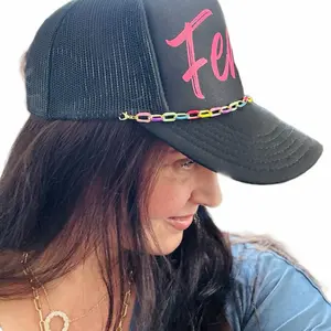 Otto Feral Graphic Trucker Hat - Bold Design with Edge, High Profile Foam Front, Free Spirit Style, w/turquoise hat chain, Reliable Brand
