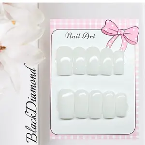 Handmade Milky White 10 PCS Acrylic Press On Nails - Available in Sizes XS, S, M, L, XL