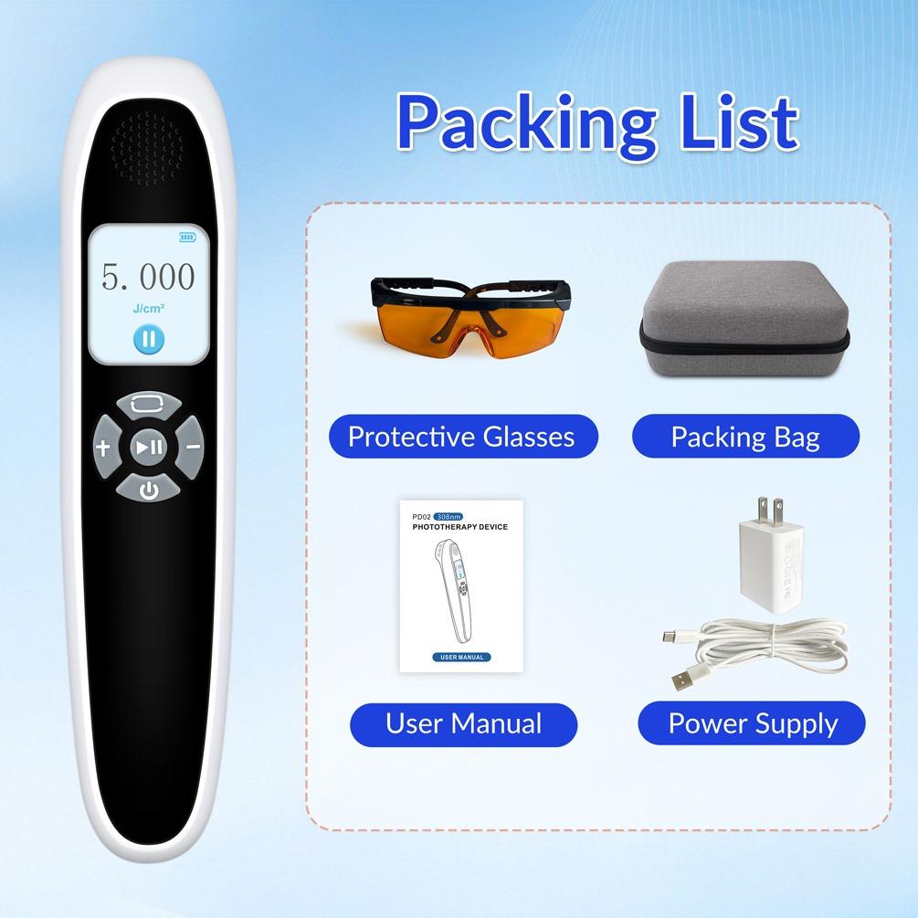 ZJZK 9 Diodes 308nm UVB Excimer Phototherapy Device, 45mW/cm² High Energy Density, Handheld Blue Light Skin Treatment, Targeted Therapy for Vitiligo, Psoriasis, Eczema, Atopic Dermatitis, Portable Home Use for Skin Disorders ZJZK 9 Diodes 308nm UVB Excimer Phototherapy Device, 45mW/cm² High Energy Density, Handheld Blue Light Skin Treatment, Targeted Therapy for Vitiligo, Psoriasis, Eczema, Atopic Dermatitis, Portable Home Use for Skin Disorders