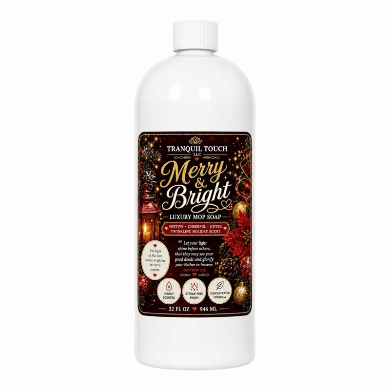 Tranquil Touch Merry & Bright Concentrated Nontoxic Liquid Hard Floor Cleaner - Scented Mop Soap for Household Room, Kitchen Spring Cleaning, Multi-Functional All-Surface Home Care Solution