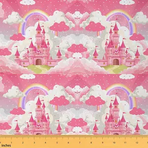 Castle Fabric by The Yard,Dreamy Upholstery Fabric for Chairs,1 Yard,Princess Waterproof Outdoor Fabric,Dark Pink Reupholstery Fabric