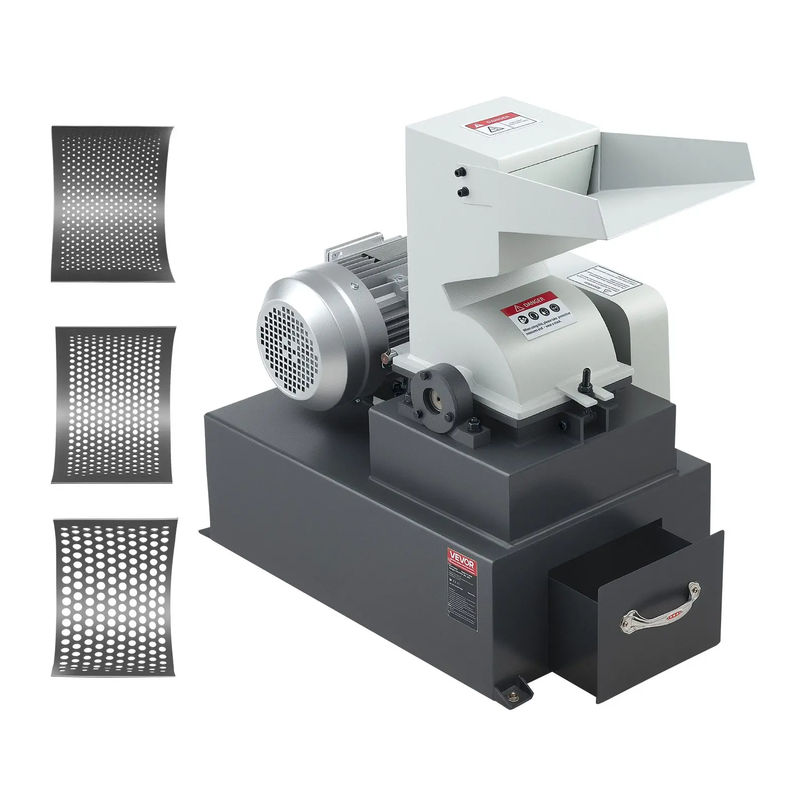 VEVOR 3KW 220V Electric Hammer Crusher, 400-600 kg/h Capacity Glass & Stone Crushing Machine, Coal Milling Tool with 0.12/0.24/0.4 in Sieve Screens, 0.12/0.24/0.4 Inch Sieve Screens
