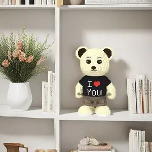 5500pcs Lucky Bear 3D Puzzle Building Blocks Creative Decoration, Birthday Halloween Valentine Christmas Gift, Desk Ornament