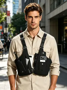Camping Outdoor Utility Crossbody Chest Bag, Fashion Layered Street Harness Pack, All Day Wear Lightweight Multi Storage Bag for Fishing Climbing Outdoor Activities Casual Streetwear