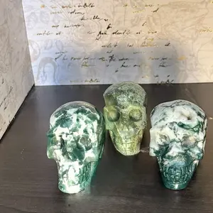 Moss agate skull