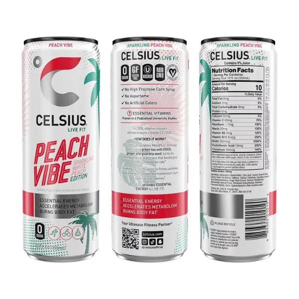 CELSIUS Live Fit Sparkling Vibe Variety Pack – 18 Cans (12 fl oz Each), Functional Energy Drink Variety, Refreshing Sparkling Flavors