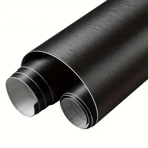 Brushed Aluminum Black Vinyl Wrap Film With Air Release Self Adhesive DIY Car Motorcycle furniture Sticker Decal