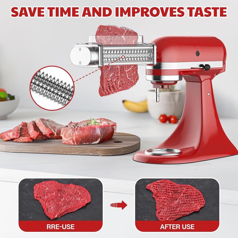 KitchenAid Meat Tenderizer Attachment for KitchenAid Mixer Stainless Steel Gears Effortless Tenderizing Utensils Perfect Results