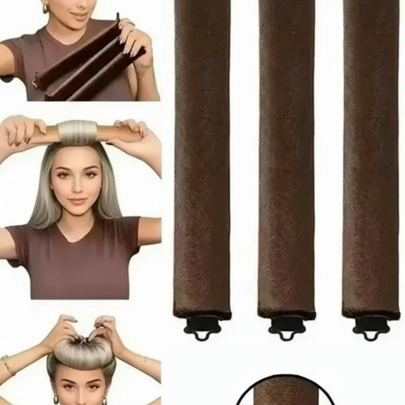3Pcs Hair Rollers Set, Satin Heatless Curling Set - Hair Rollers, Headband Hair Curlers & Hot Rollers, Heat Free Curls, To Sleep In, High Resilience Rubber Filling, Softer Durable ,Hair Styling Tools