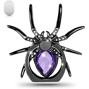 Purple Spider Phone Ring Holder – Rhinestone Animal Finger Grip Kickstand for All Smartphones