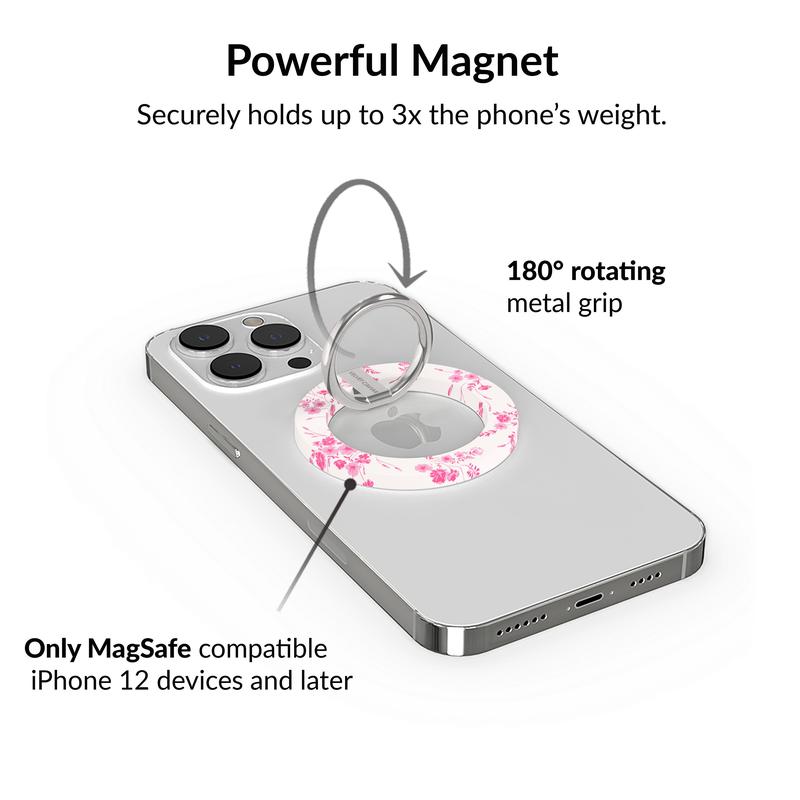 Velvet Caviar French Rose Floral MagSafe Grip Ring – Magnetic Phone Stand & Grip with Elegant Floral Design