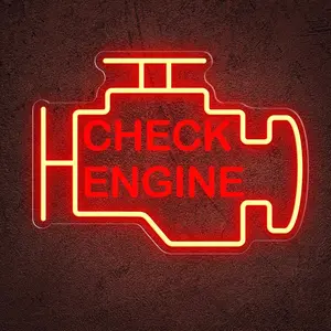 Check Engine Neon Sign, 15x11in Garage Led Neon Light, Dimmable LED Neon Signs for Wall Decor,  by USB Neon Sign, Wall Art  for Men, Neon Signs for Man Cave Garage Room Auto Repair Shop