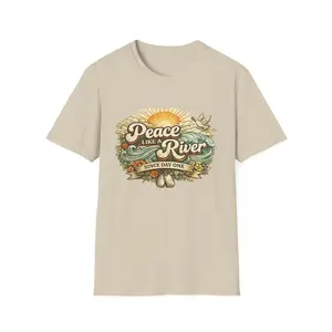 Peace Like a River graphic T-Shirt | sun, river, dove, scripture vibe