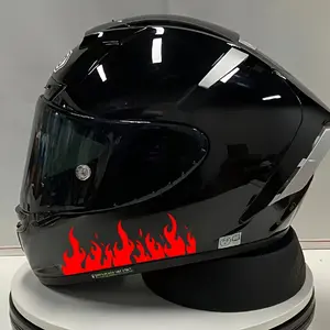 2 Fun Flame Vinyl Motorcycle Helmet Stickers - Waterproof, Scratch Resistant PVC Stickers, Shiny Surface, Self Adhesive for Helmet and Side Decoration, Smooth Rectangular Shape, Disposable, Motorcycle Accessories