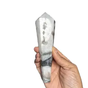 Drusy Moss Agate Wand for Grounding Balance & Emotional Healing Earth Energy Stone of New Beginnings