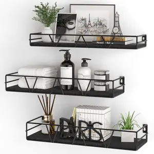 BATOTO Floating Shelves for Wall Set of 3 Space Saver Wall-Mounted Organizer with Storage Hooks for Bedroom Living Room Multi-Functional Decoration tiktokshopspringglowup