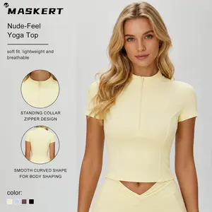 MASKERT Women's Sports Tank Top Zip-Up Buttery Soft Breathable Lightweight Sportwear for Yoga & Workout