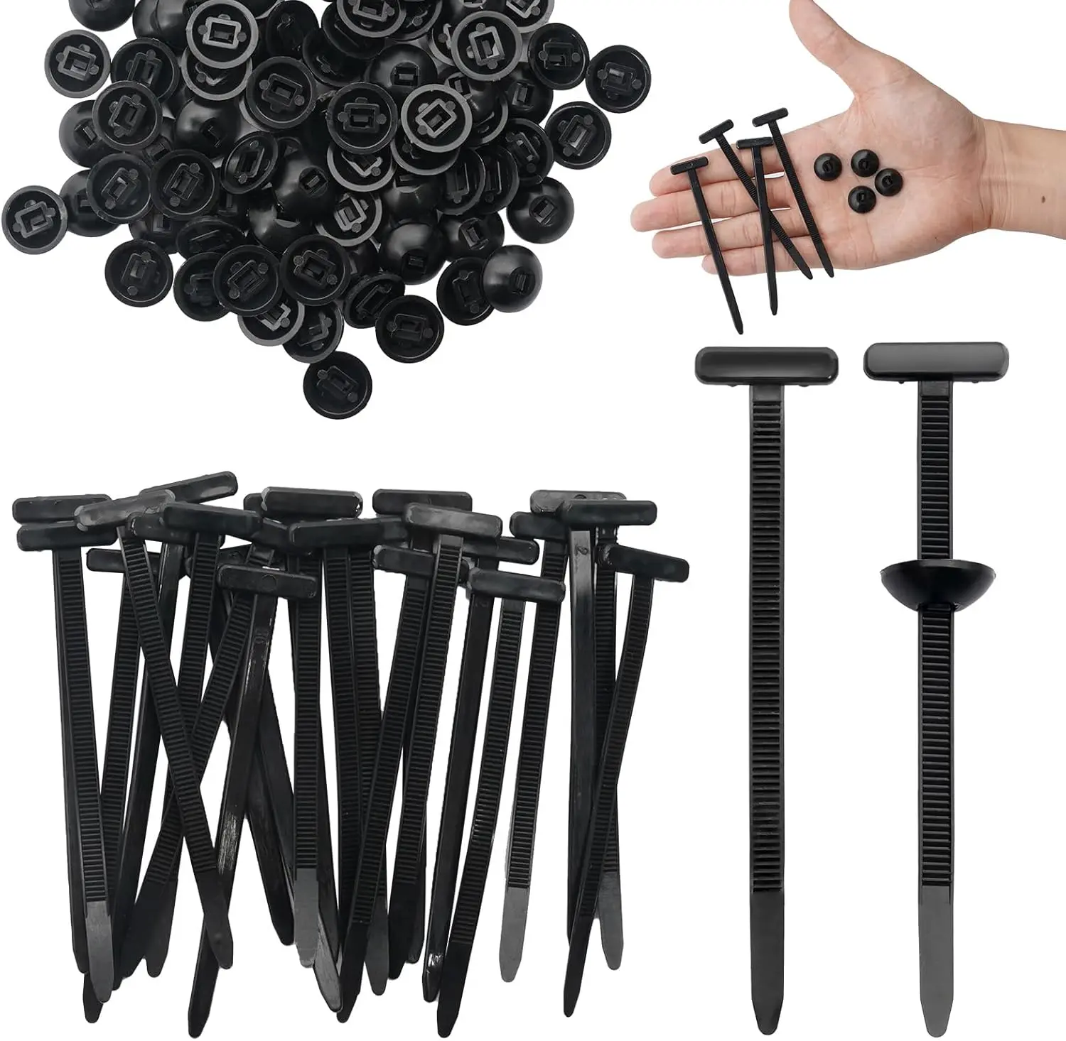 100Pcs Nylon Universal Cable Tie Buckle, Heavy Duty Self-Locking Nylon Zip Ties Holder, Multipurpose Plastic Cable Ties Tool for Car Daily Repair Wire