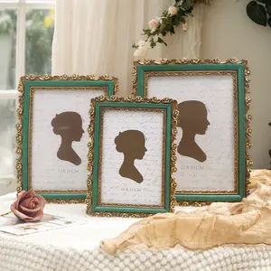 New Begonia Pattern Resin Carved Photo Frame Ornament Light Luxury Decorative Frame Rectangular Photo Display Frame Ornament