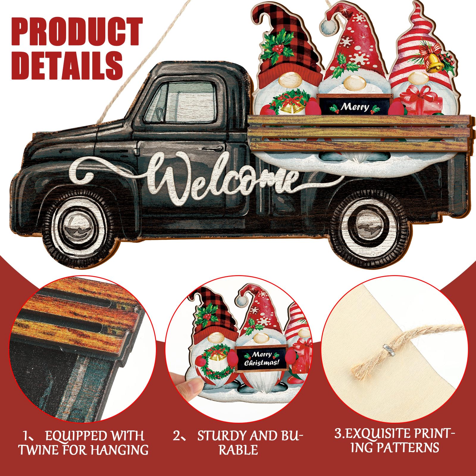 23 Pcs Interchangeable Gnome Welcome Sign for Front Door, Magnetic Seasonal Wooden Truck Door Hanging Decor for Valentines St. Patrick's Day Easter Spring Birthday Holiday Party, Farmhouse Porch Wall Home Decor, Housewarming Gift for Room Office Garden