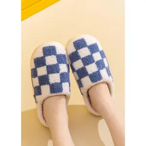 Soft Plush Checker Slipper