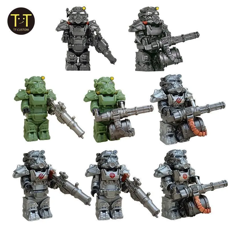 MOC Military T60 Armor Soldier Building Blocks Bricks - Anime & Manga Action Figures, Fallout Scenarios Weapons, Robot Knights, DIY Toys Gifts for All Seasons