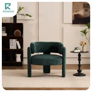 RIMIKING, Elegant Barrel Accent Chair with Ergonomic Contoured Backrest, High-Resilience Foam Seat, Sturdy Support Frame, Quick-Rebound, W181