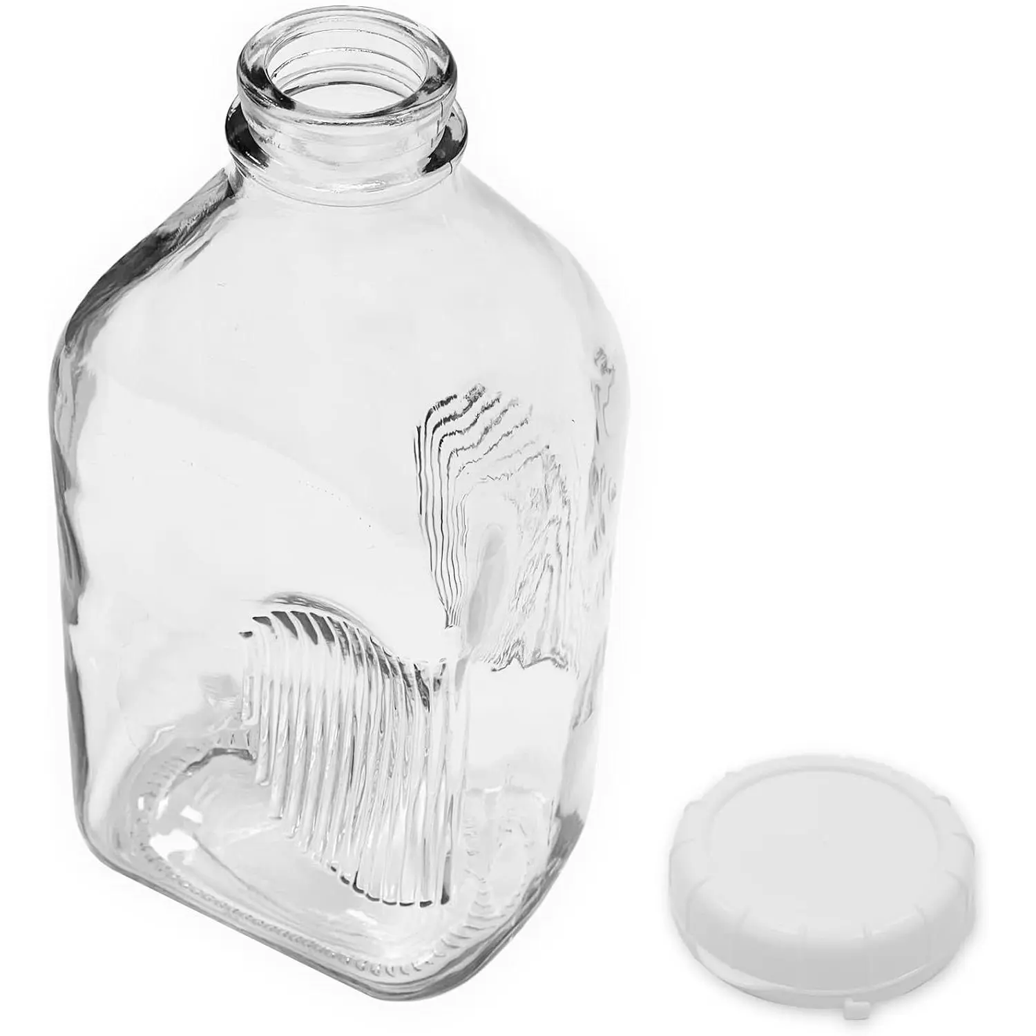64 oz Glass Beverage Jug with Wide Mouth, Grooved Handle, Airtight Lid and Bottle Function (1)