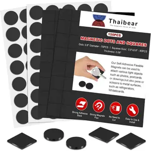 150PCs Adhesive Magnetic Squares & Magnetic Dots, Flexible Sticky Magnetic Tape-Easy Peel and Stick Magnets, Magnet Sheets with Strong Adhesive Backing Stickers For Crafts, For Whiteboard, For Fridge, For DIY