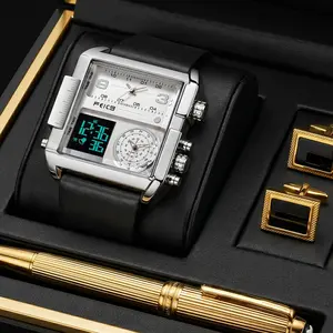FEICE Men's Multifunctional Watch - Stainless Steel Quartz Timepiece with Large Dial Chronograph, Luminous Waterproof Feature, Elegant High-Quality Fashion Luxury Men's Accessory, Men's Accessories