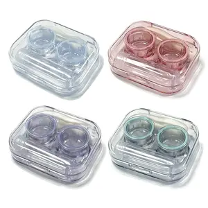 4 Pack Flip Top Clear Contact Lens Case Travel Kit with Tweezers Remover Tool, Contact Lens Soak Storage for Travel & Home Use