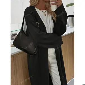 NeckButtonlessSuperLooseLongSleeveKnitCardiganForWomenFashionVersatileLongSweaterCoatBlackCardigan - AutumnNewV / FORBEAUTYSpring