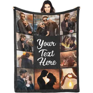 Custom Blanket with Picture Text Customized Throw Personalized, Customizable, Photo Blankets Customize Gifts for Mom, Dad, Couple, Girlfriend, Boyfriend, Wife, Husband