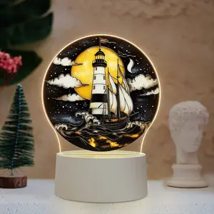 Ocean Lighthouse Night Light, USB Powered, Dreamy Moonlight Design, Unique Home Decor, Perfect Gift for Holidays and Birthdays