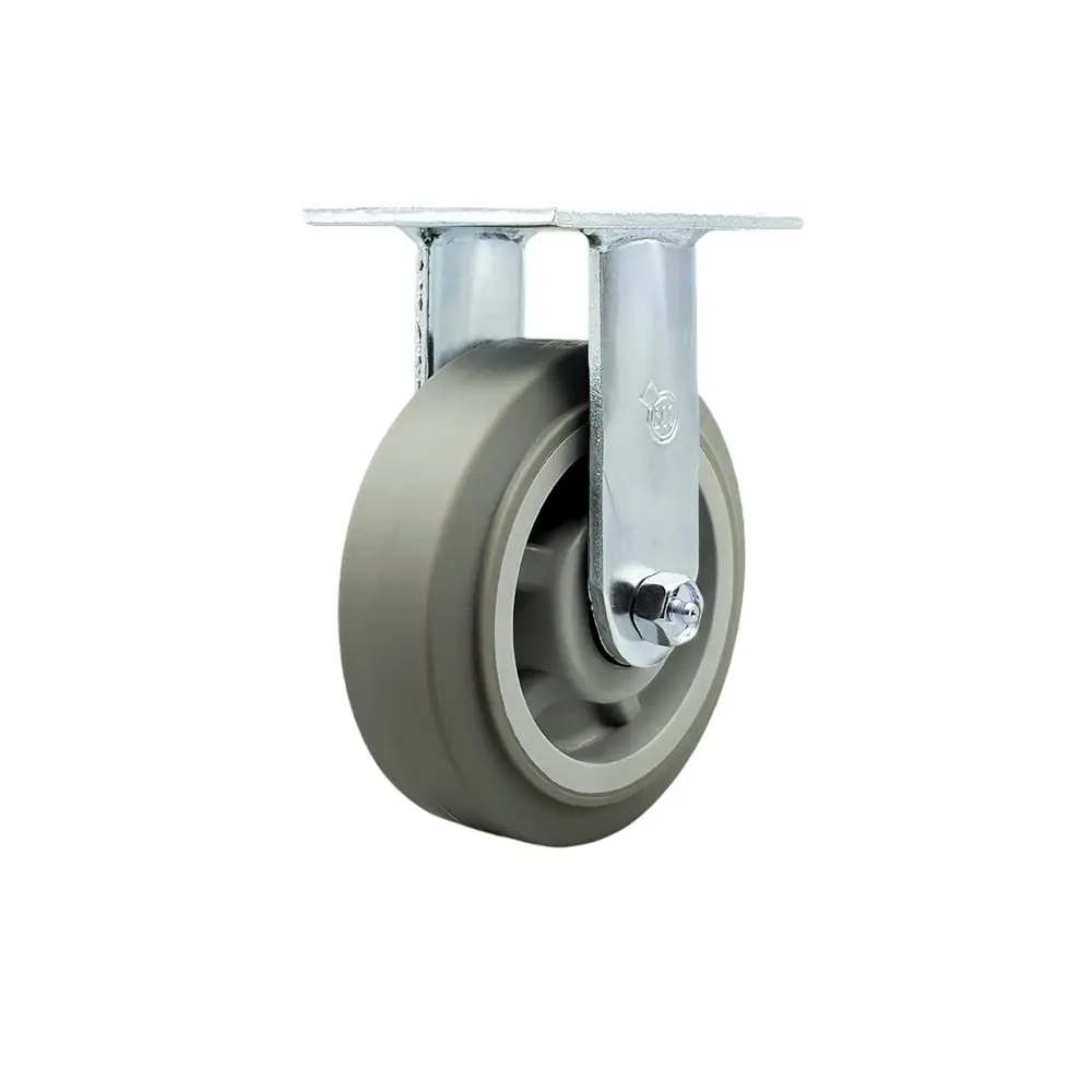 Service Caster SCC-30R620-TPRBF Heavy Duty Rigid Top Plate Caster with 6 in. Thermoplastic Rubber Flat Tread Wheel & Ball Bearings - 500 lbs Capacity per Caster