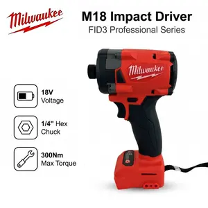 Milwaukee M18 1/4 Inch  Impact Driver FID3 Cordless Power Tool for Heavy Duty Construction and Automotive Repairs Compact Brushless Motor with High Torque and Fast Driving Speed for Ultimate Jobsite Efficiency