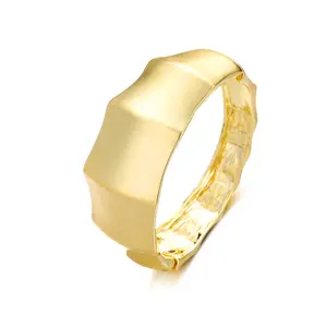 Aprilery Brushed Gold Geometric Bangle Chunky Wavy Statement Bracelet For Women Aesthetic Modern Jewelry Gift