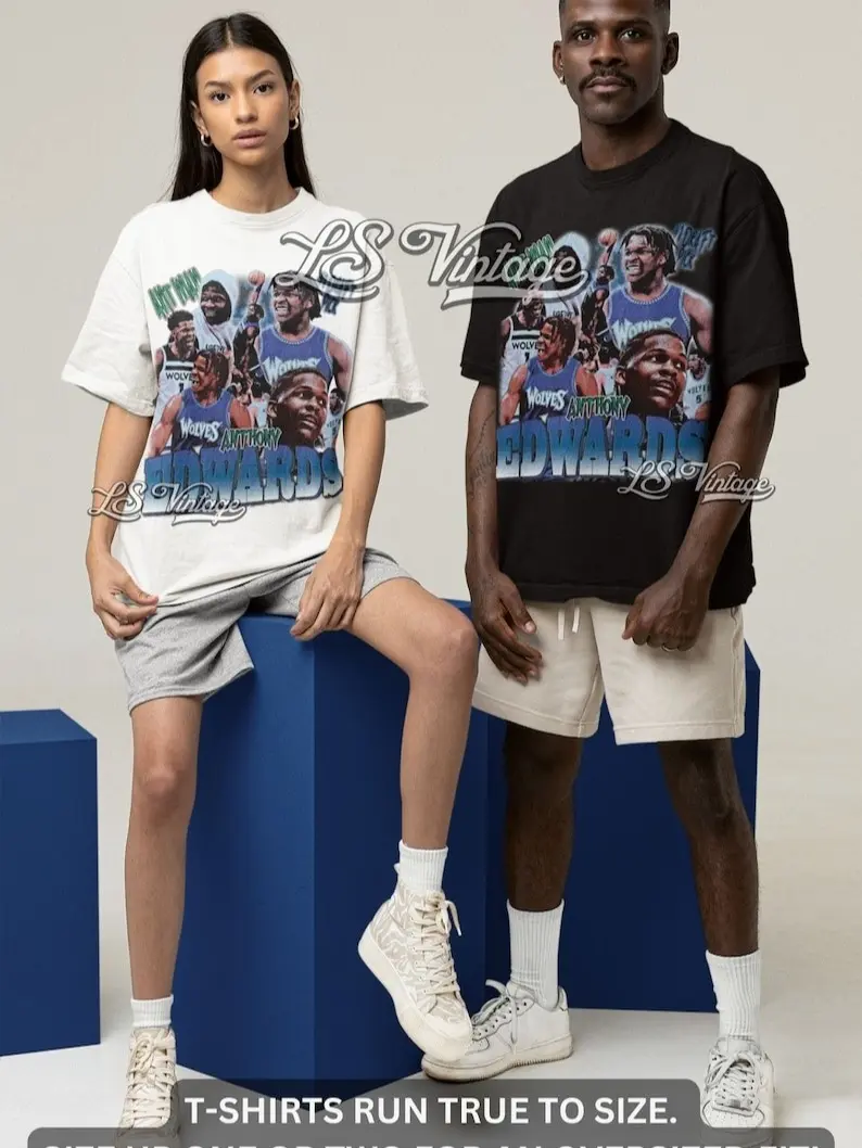 Anthony Edwards Shirt Vintage Anthony Edwards Graphic Tee Jersey Bootleg 90s Style Oversized T-Shirt Unisex Gifts for Him and Her