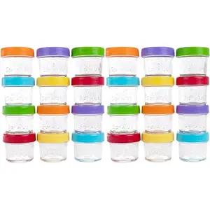 WeeSprout Glass Baby Food Storage Jars with Lids, Reusable Small Containers, 4 oz, 24 Pack