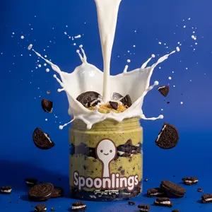 Spoonlings Viral Dubai Chocolate Pistachio & Tahini Dip - Cookies n' Cream, 16 oz Jar