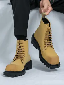 Men's Fashionable Lace Up Front Ankle Boots, Casual Comfortable Boots for Daily Wear, Male All-match Trendy Shoes for Fall & Winter