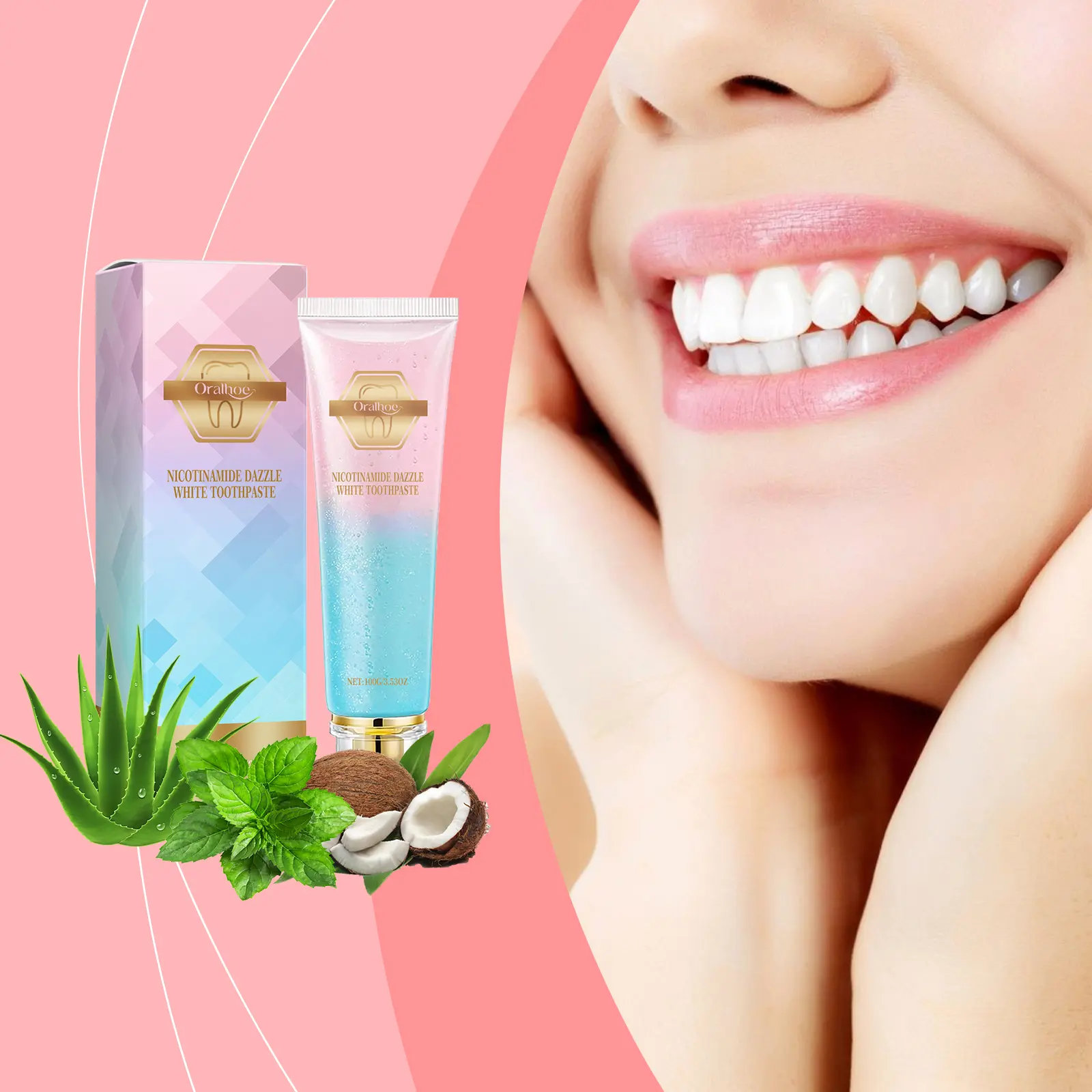 Niacinamide Whitening Toothpaste, Helps Remove Surface Stains & Odor, Fresh Mint Flavor, Daily Oral Care for Brighter-Looking Teeth，Fresh Breath / Stain Removal / Daily Oral Care / Mint