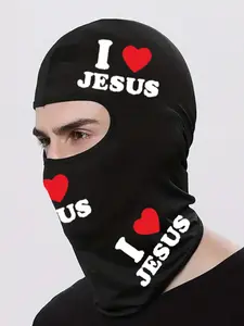 Cartoon Print Visor Hat, Full-Face Covering Hood Mask, Breathable Comfortable Elastic Balaclava, Unisex for Outdoor Sports, Ski Balaclava